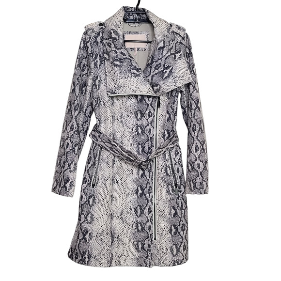 BCBGeneration Trench Coat Snake Print Small Gray - Picture 1 of 6